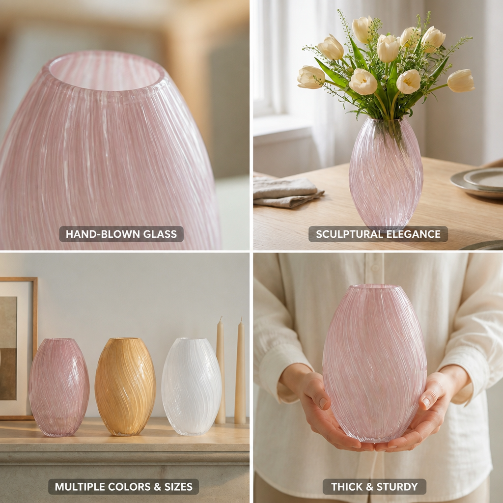 Vase Sculptural Handblown Soda-Lime Glass