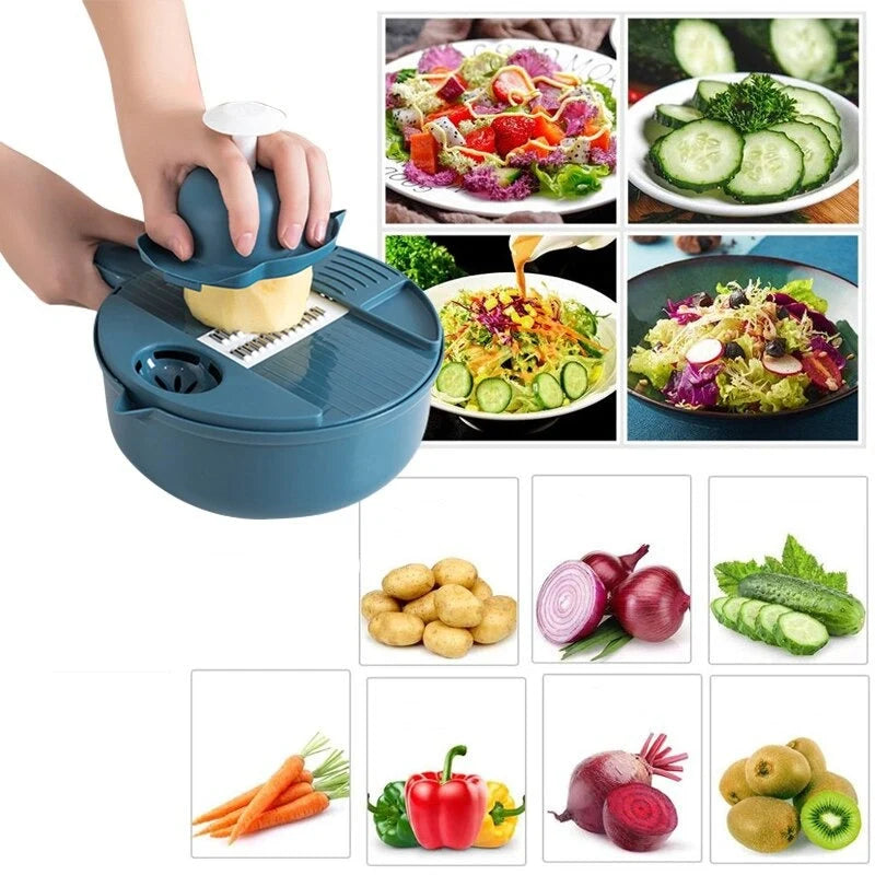 Vegetable Cutter Set 12-in-1 Stainless Steel Blades & Storage