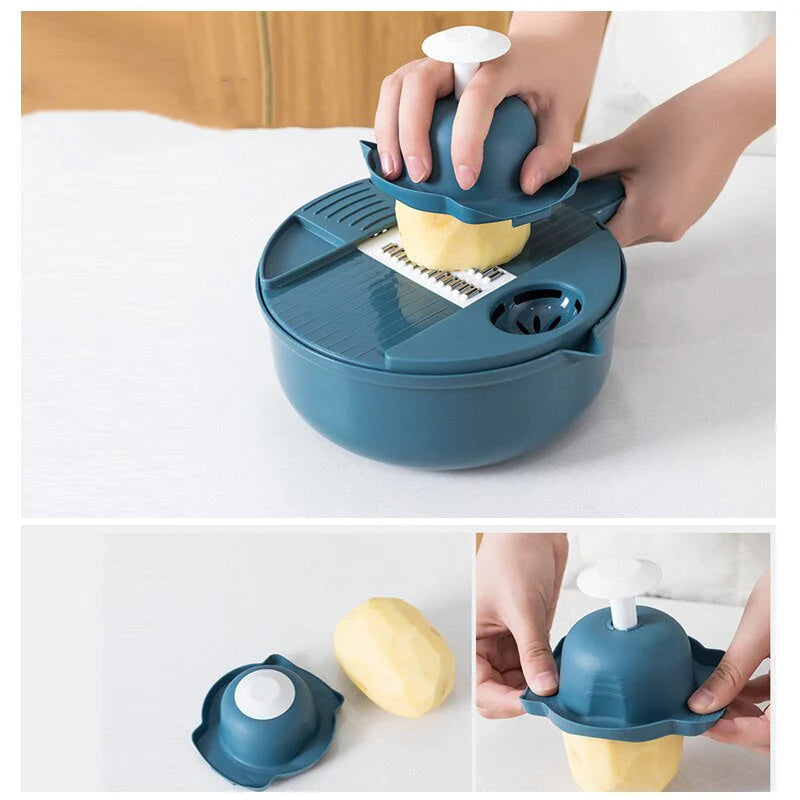 Vegetable Cutter Set 12-in-1 Stainless Steel Blades & Storage