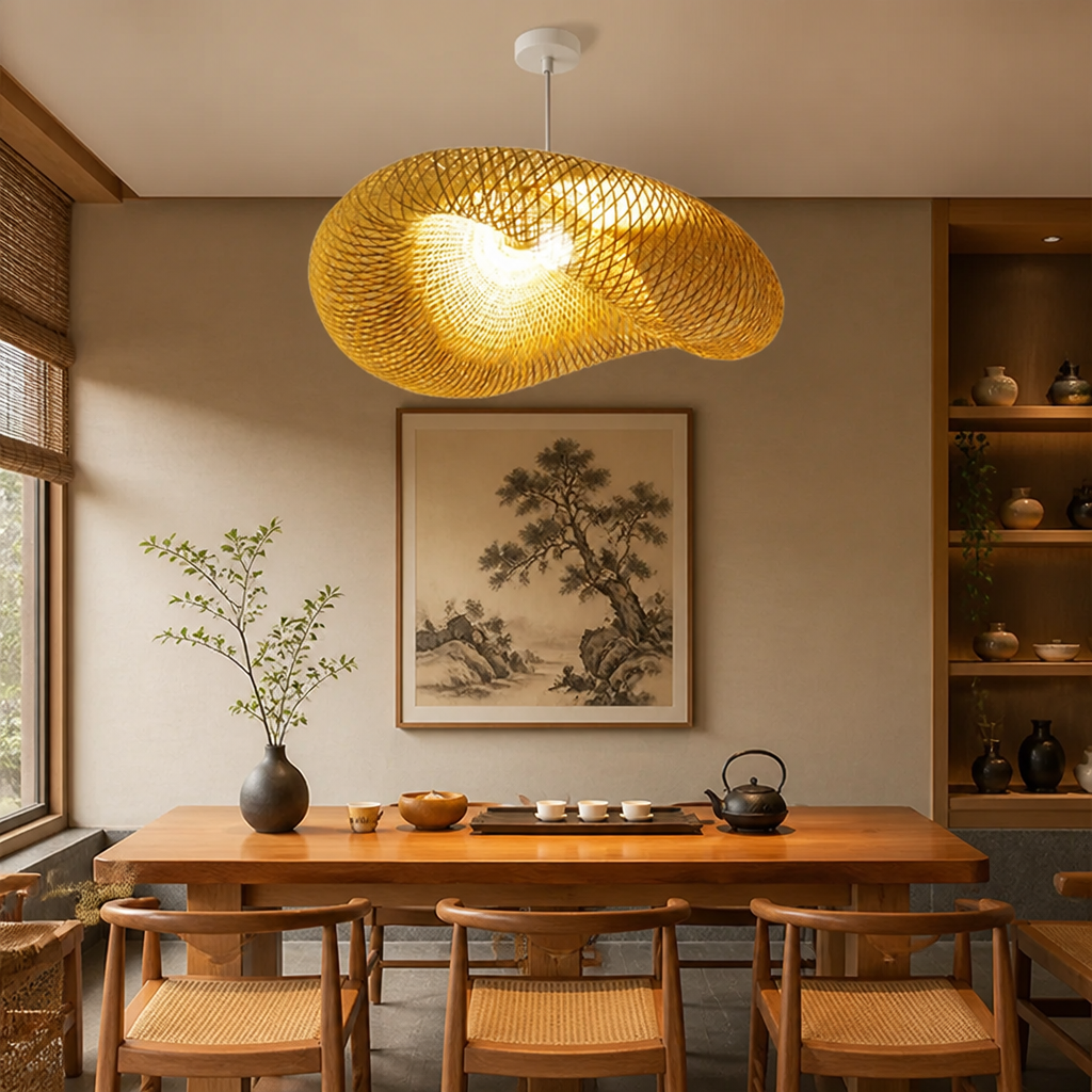 Vintage Bamboo Handwoven Pendant Light