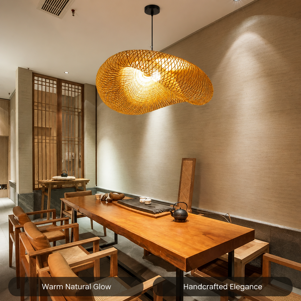 Vintage Bamboo Handwoven Pendant Light