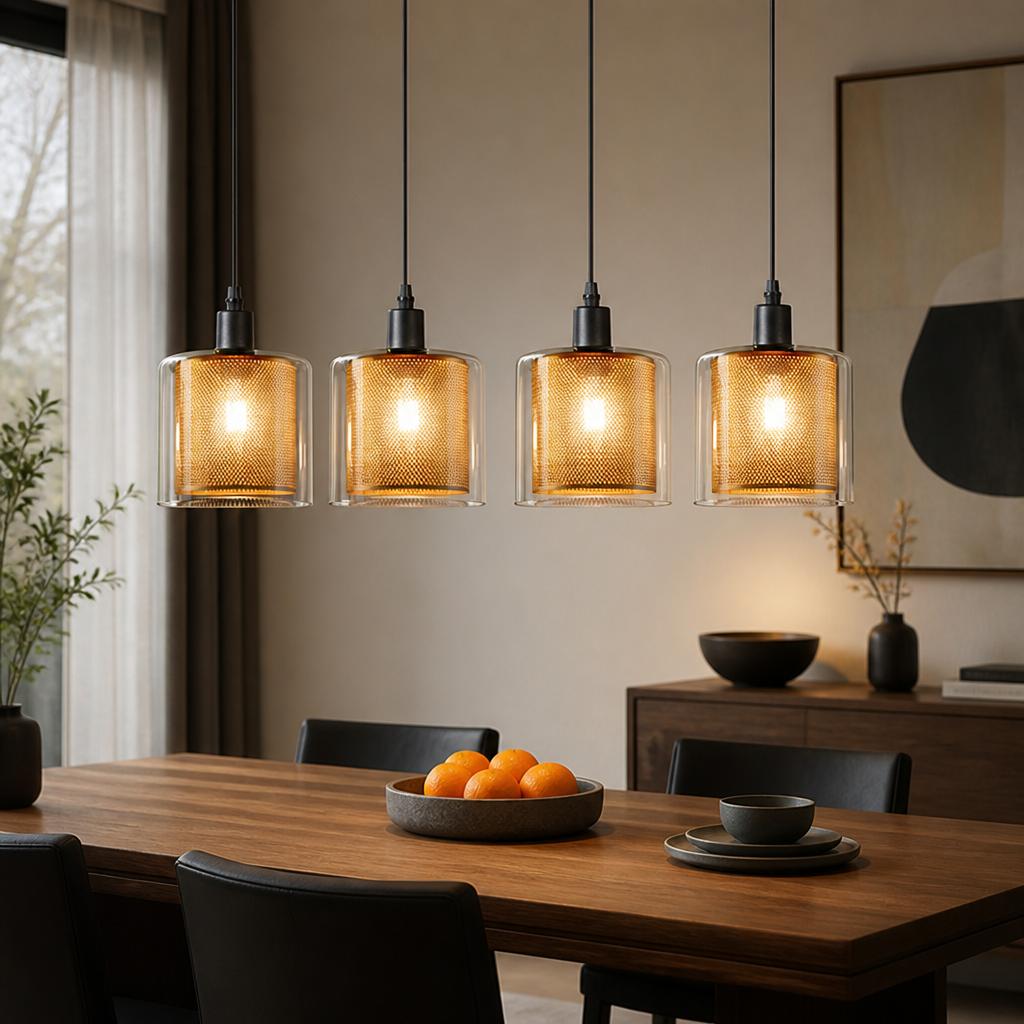 Vintage Black & Gold Double-Layer Shade Pendant Light