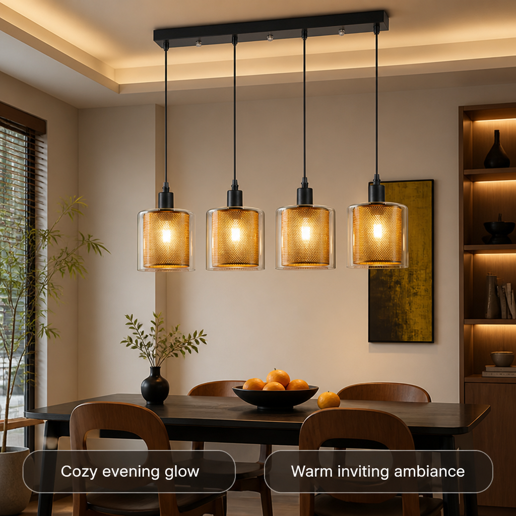 Vintage Black & Gold Double-Layer Shade Pendant Light