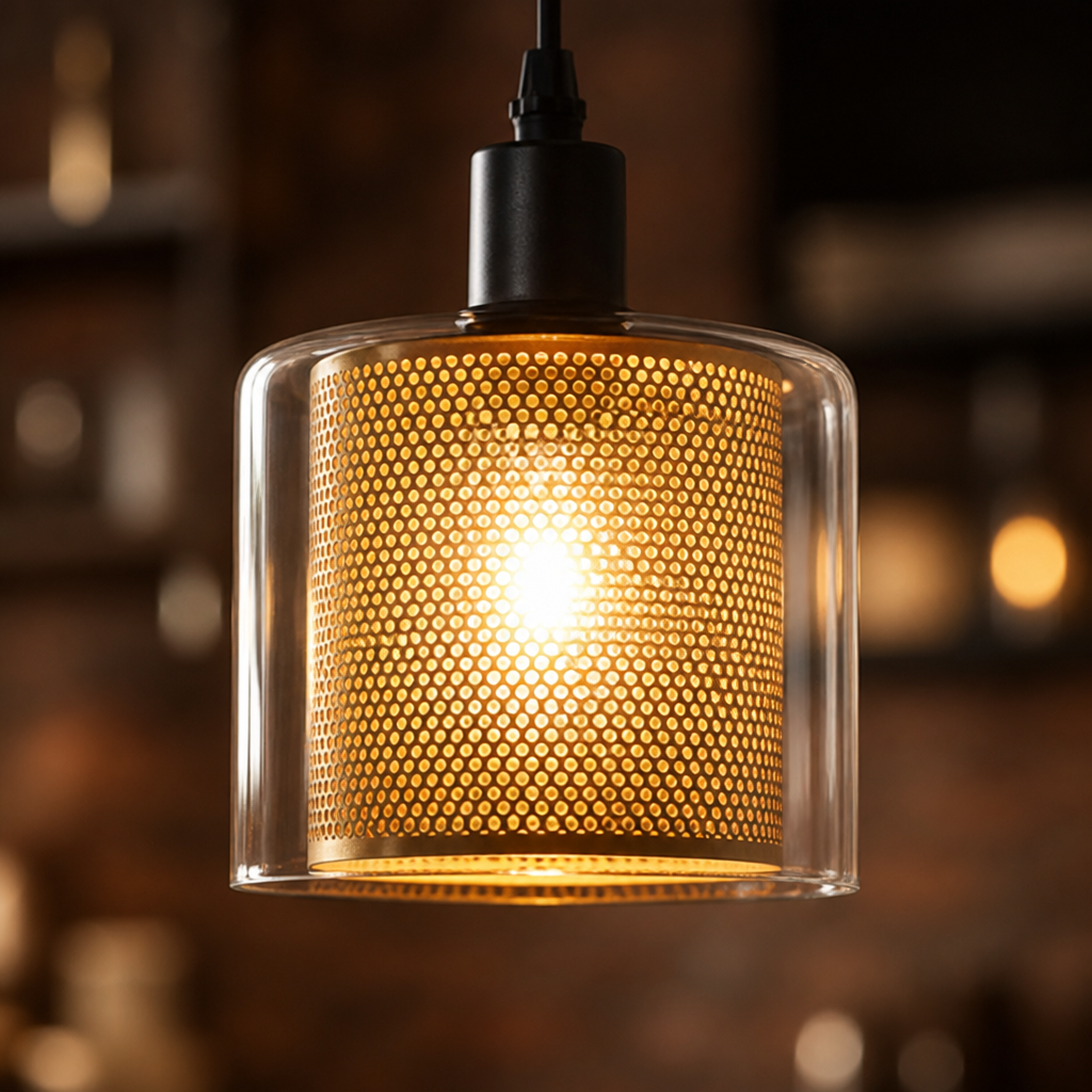 Vintage Black & Gold Double-Layer Shade Pendant Light