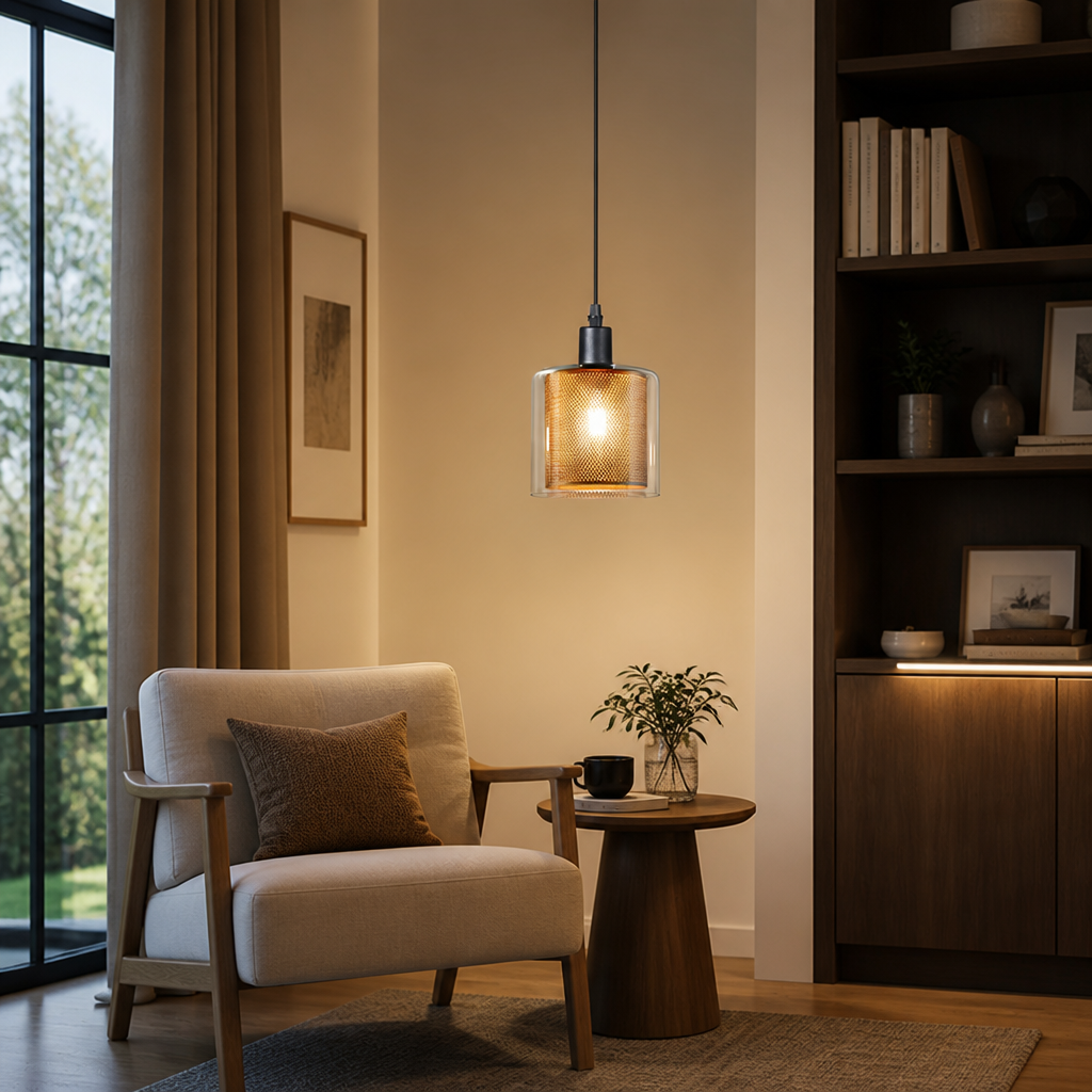 Vintage Black & Gold Double-Layer Shade Pendant Light