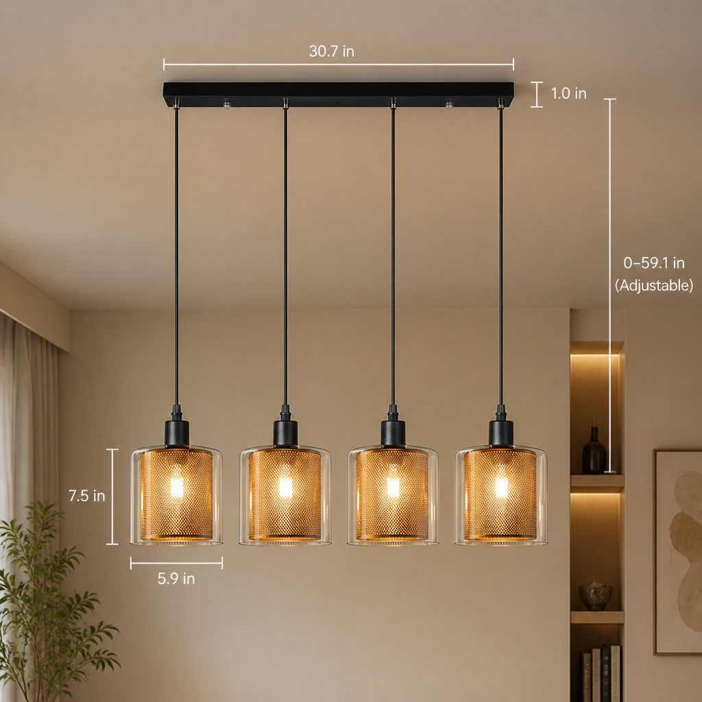 Vintage Black & Gold Double-Layer Shade Pendant Light