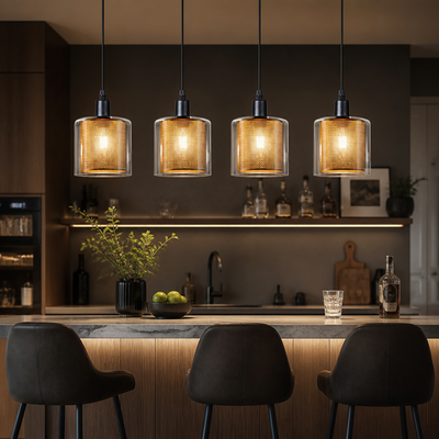 Vintage Black & Gold Double-Layer Shade Pendant Light