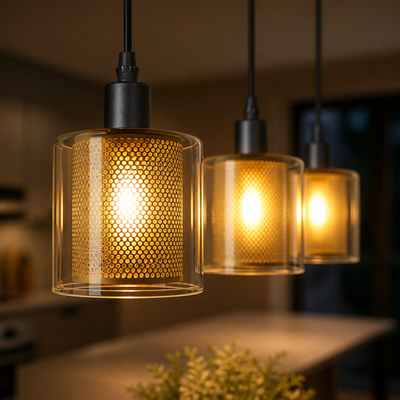 Vintage Black & Gold Double Shade Pendant Light