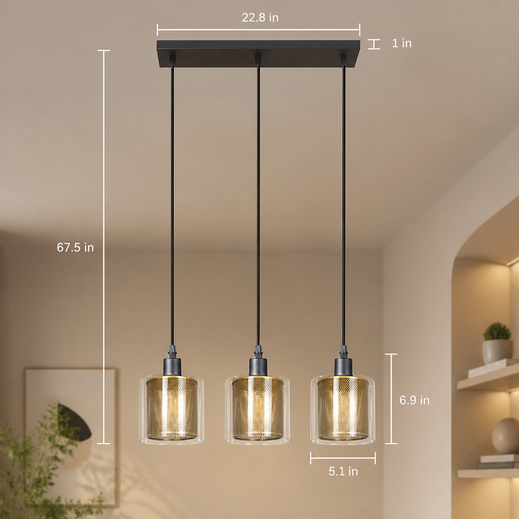 Vintage Black & Gold Double Shade Pendant Light
