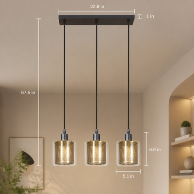 Vintage Black & Gold Double Shade Pendant Light