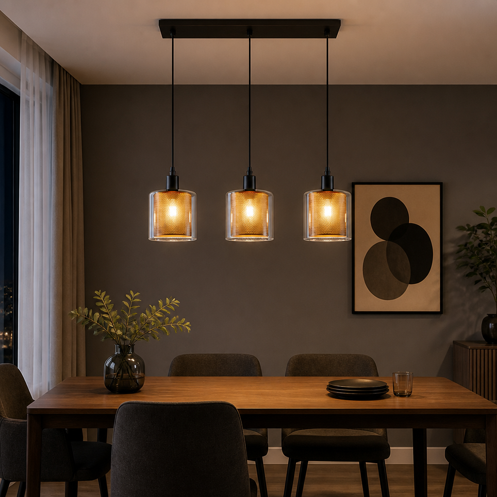 Vintage Black & Gold Double Shade Pendant Light