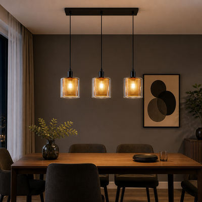 Vintage Black & Gold Double Shade Pendant Light