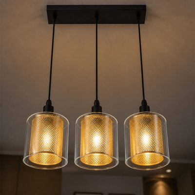 Vintage Black & Gold Double Shade Pendant Light