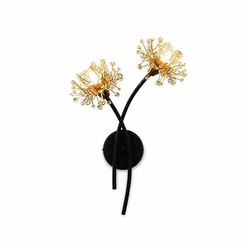 Vintage Black & Gold Floral Wall Sconce