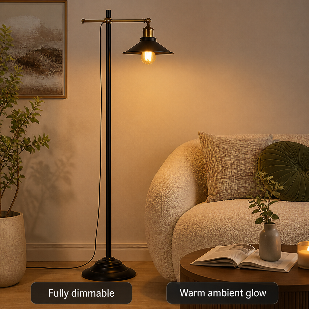 Vintage Brass Adjustable Floor Lamp