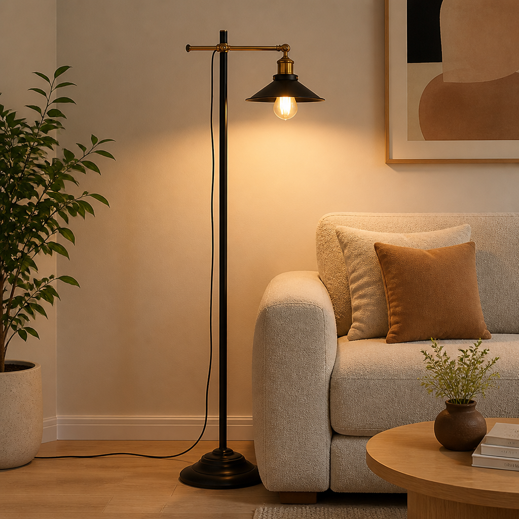 Vintage Brass Adjustable Floor Lamp