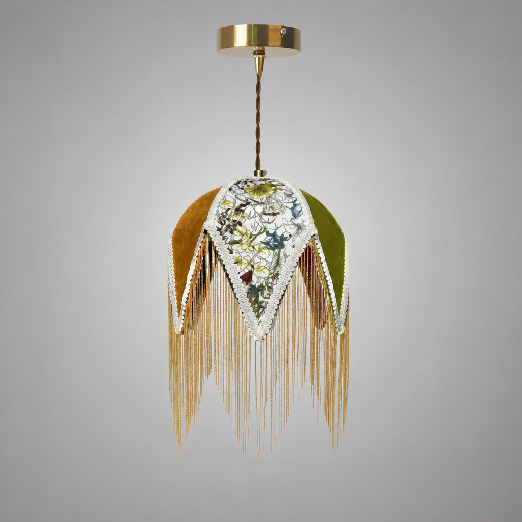 Vintage Cloth Shade Pendant Light