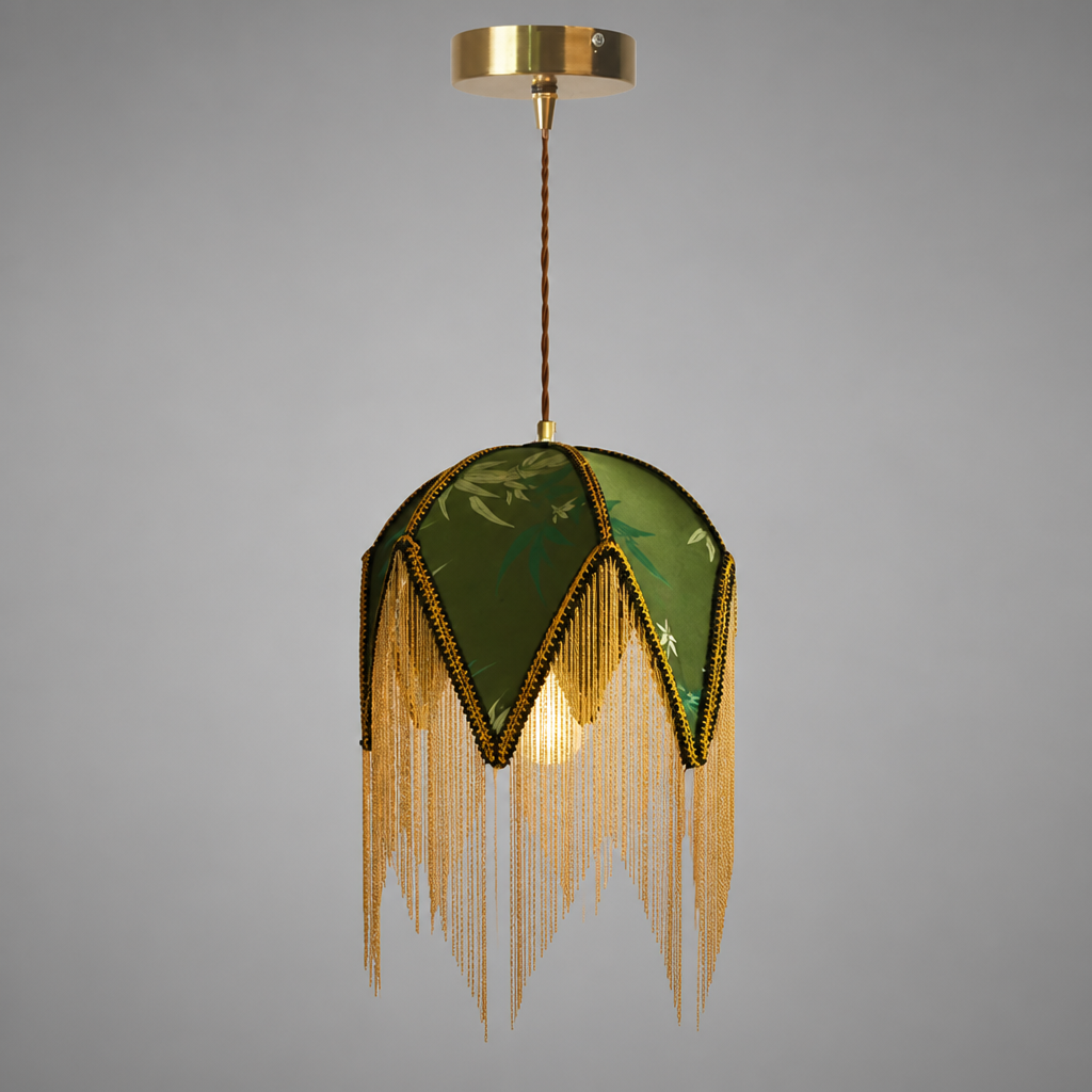 Vintage Cloth Shade Pendant Light