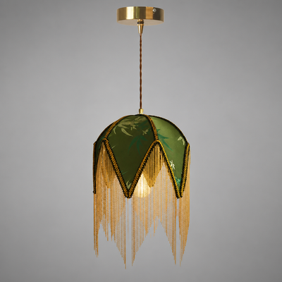 Vintage Cloth Shade Pendant Light