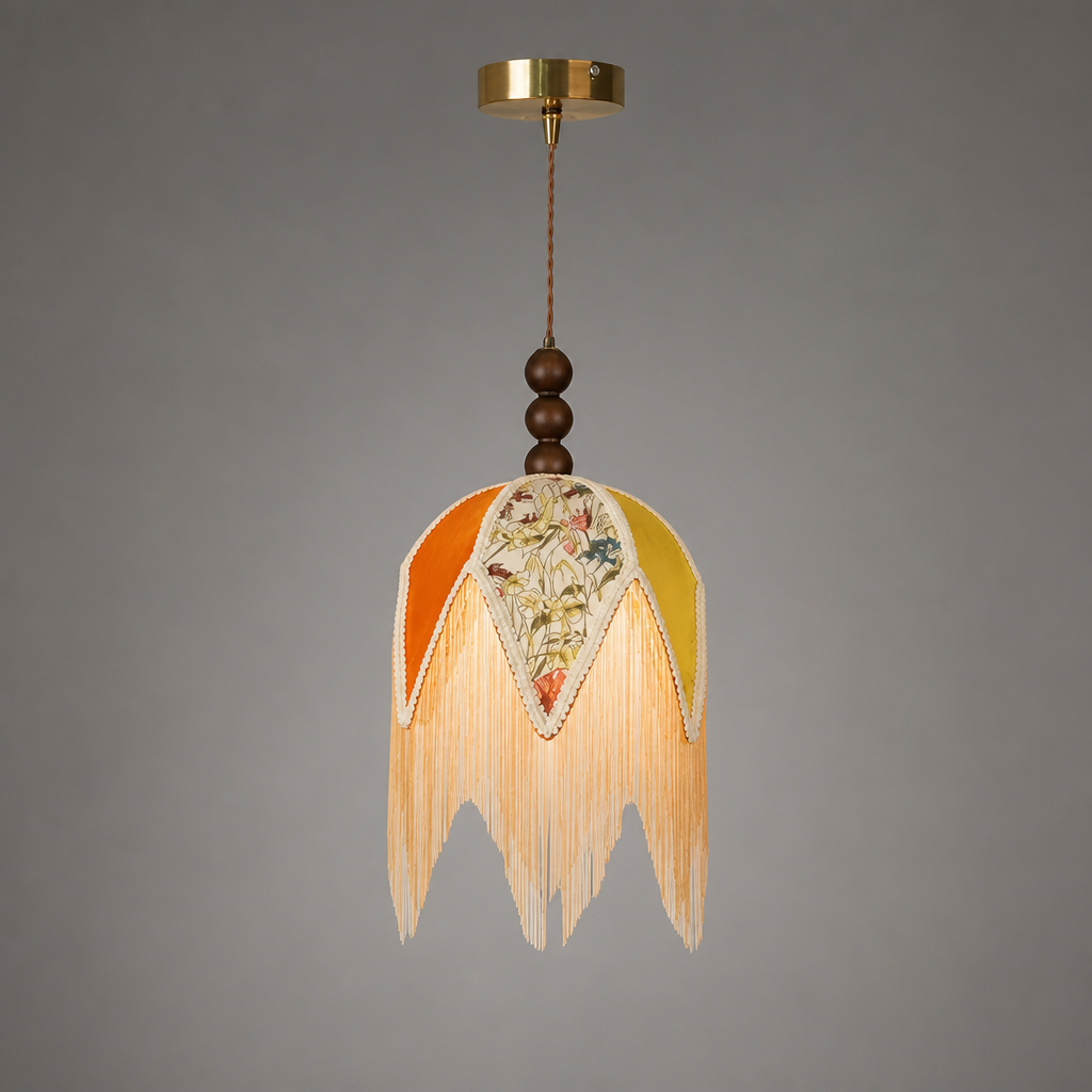 Vintage Cloth Shade Pendant Light