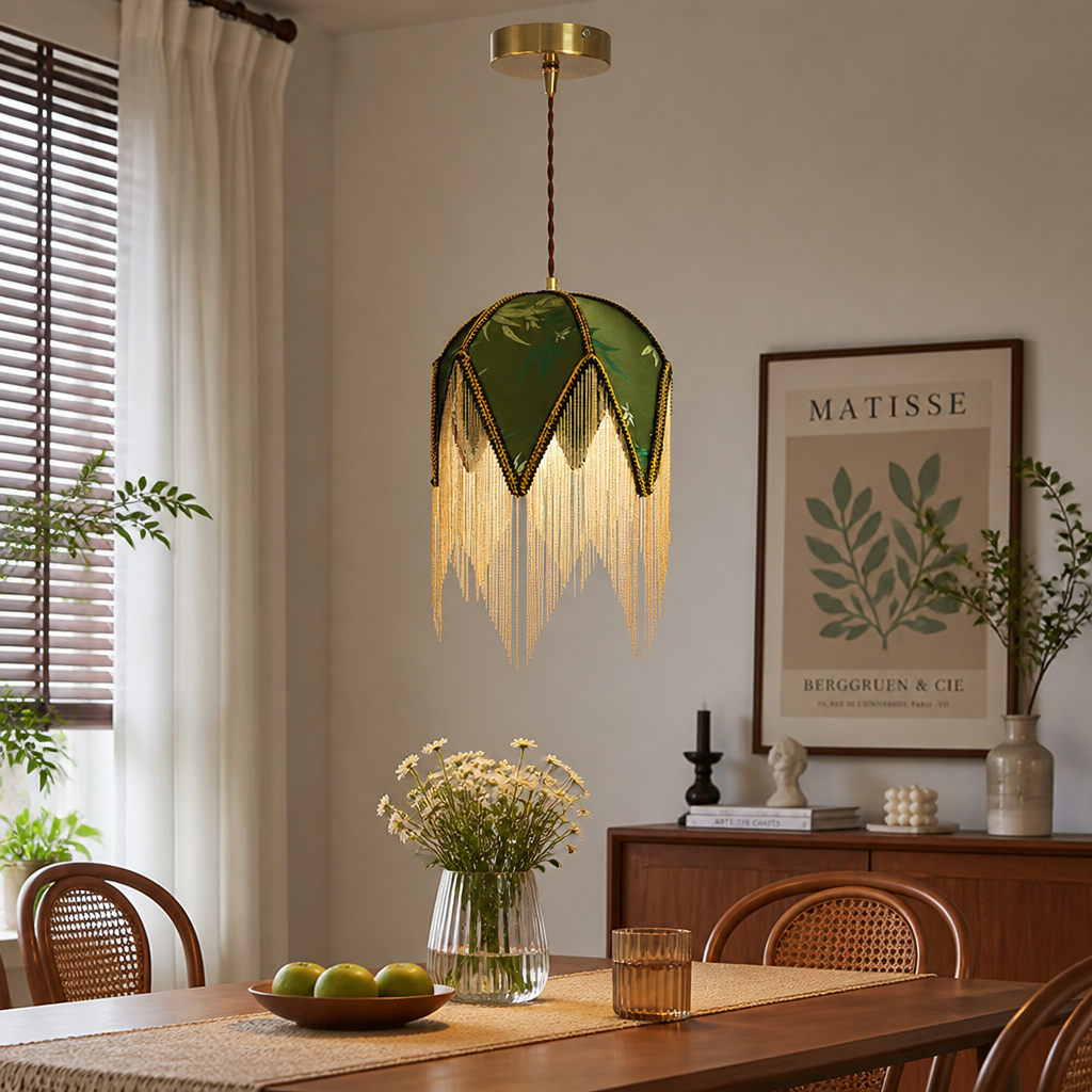 Vintage Cloth Shade Pendant Light