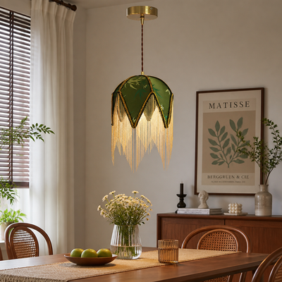 Vintage Cloth Shade Pendant Light