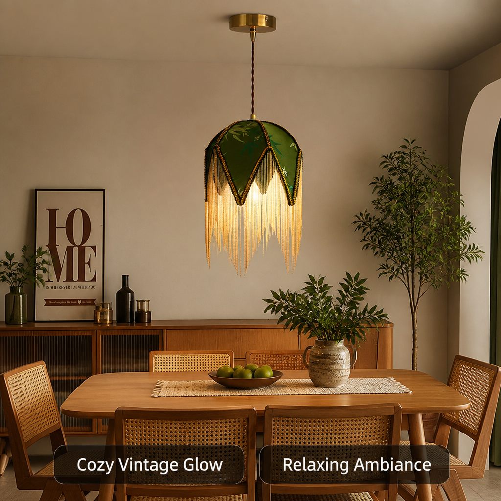 Vintage Cloth Shade Pendant Light