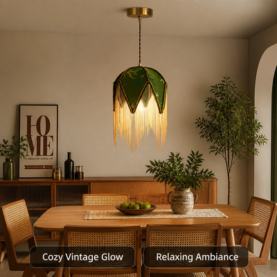Vintage Cloth Shade Pendant Light