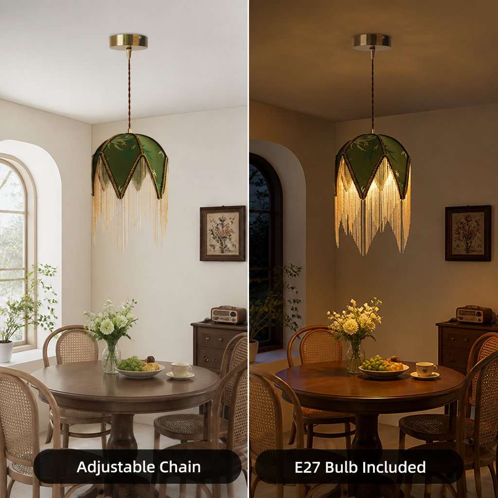 Vintage Cloth Shade Pendant Light