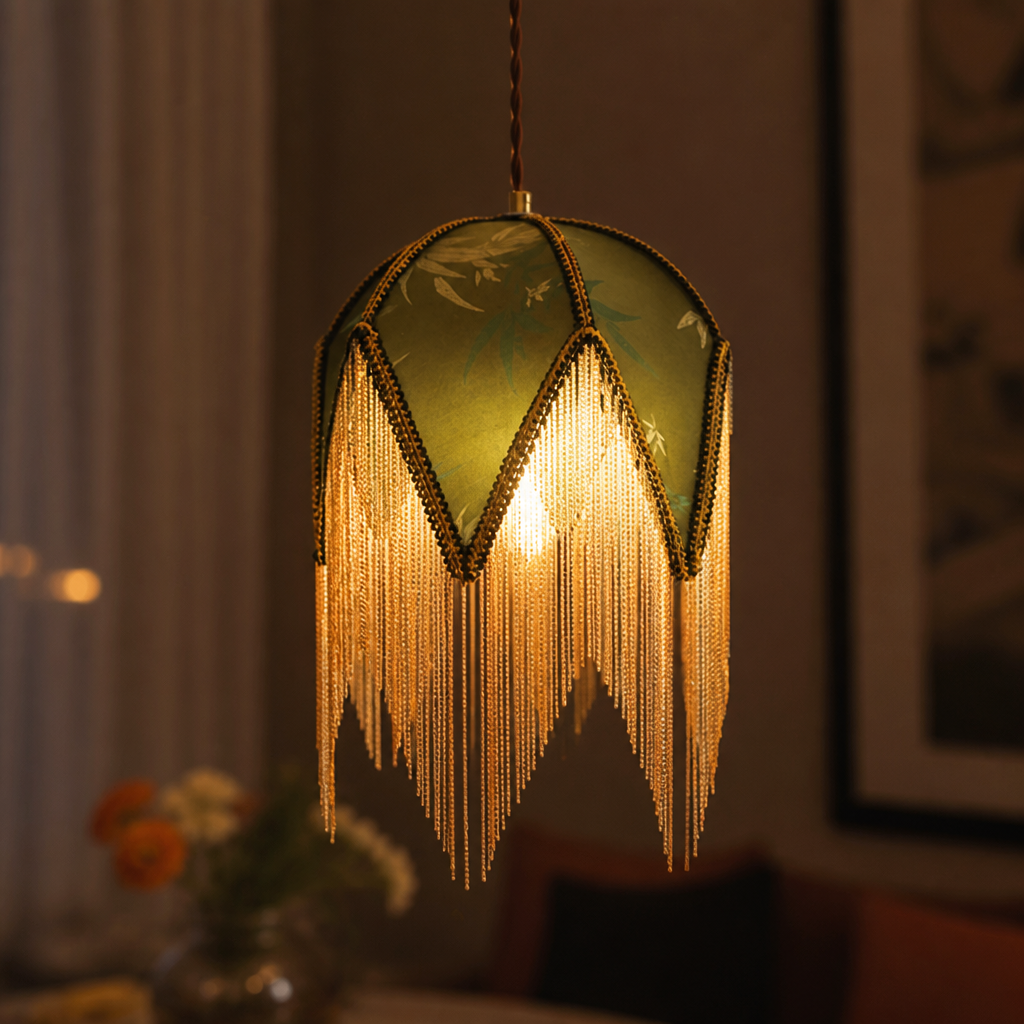 Vintage Cloth Shade Pendant Light
