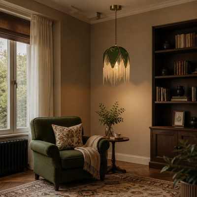 Vintage Cloth Shade Pendant Light