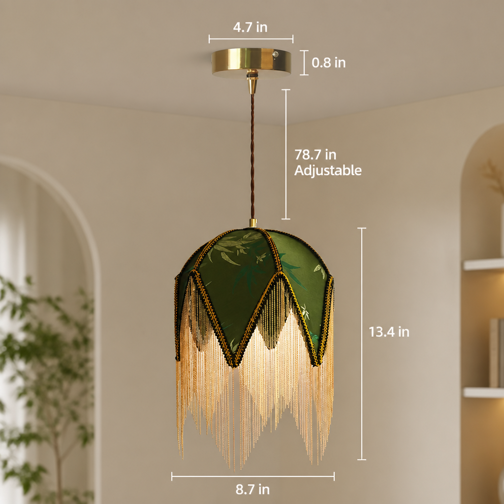 Vintage Cloth Shade Pendant Light