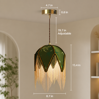 Vintage Cloth Shade Pendant Light