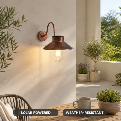 Vintage Copper LED Curved Arm Wall Sconce