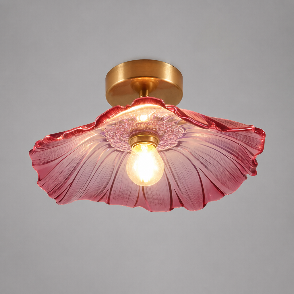Vintage Glass Flower Shade Pendant Light