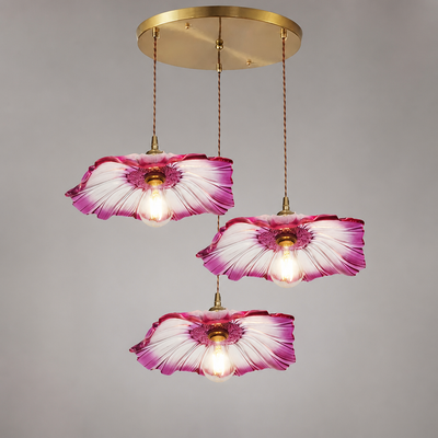 Vintage Glass Flower Shade Pendant Light