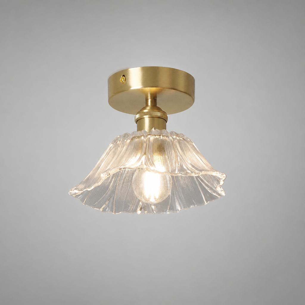 Vintage Glass Flower Shade Pendant Light