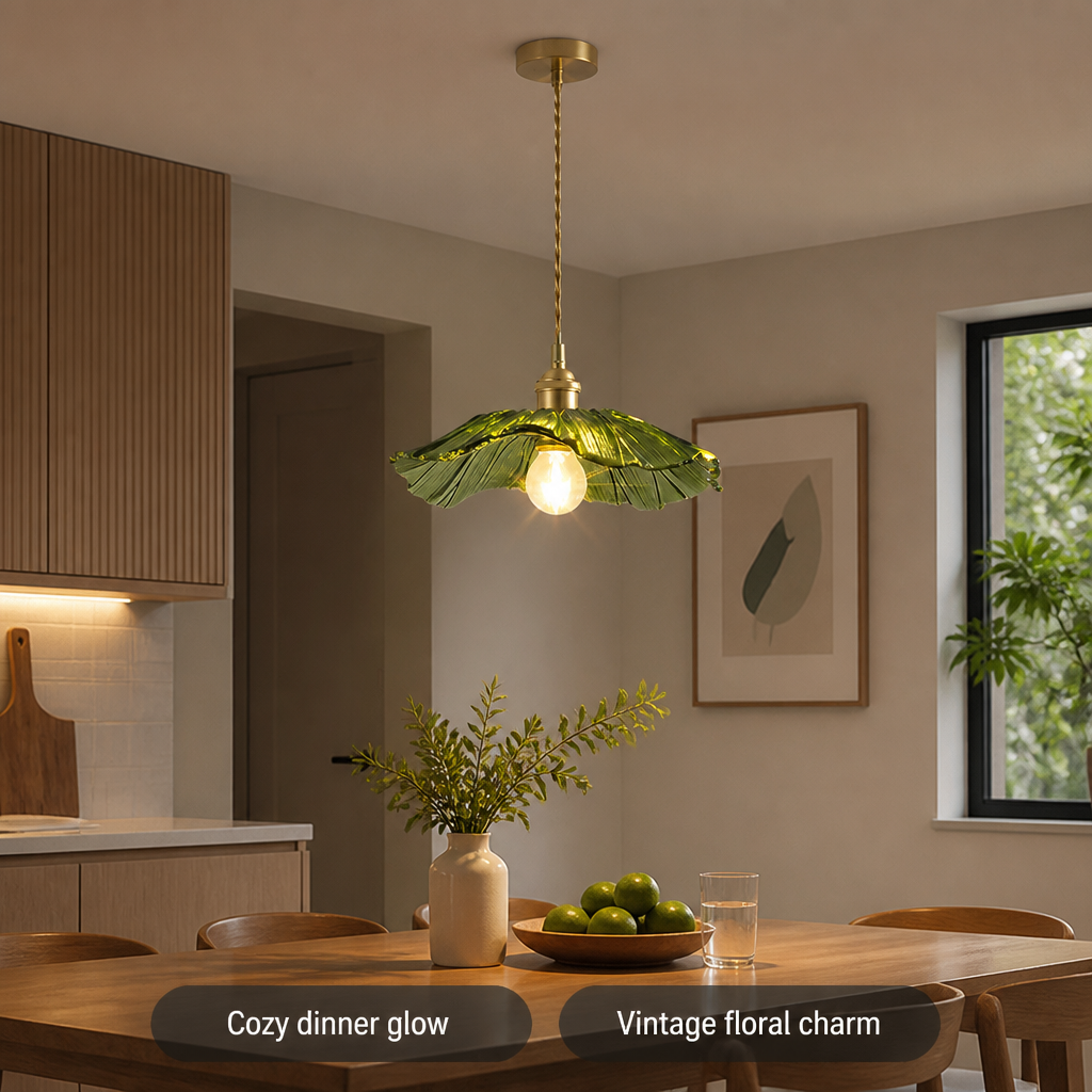 Vintage Glass Flower Shade Pendant Light