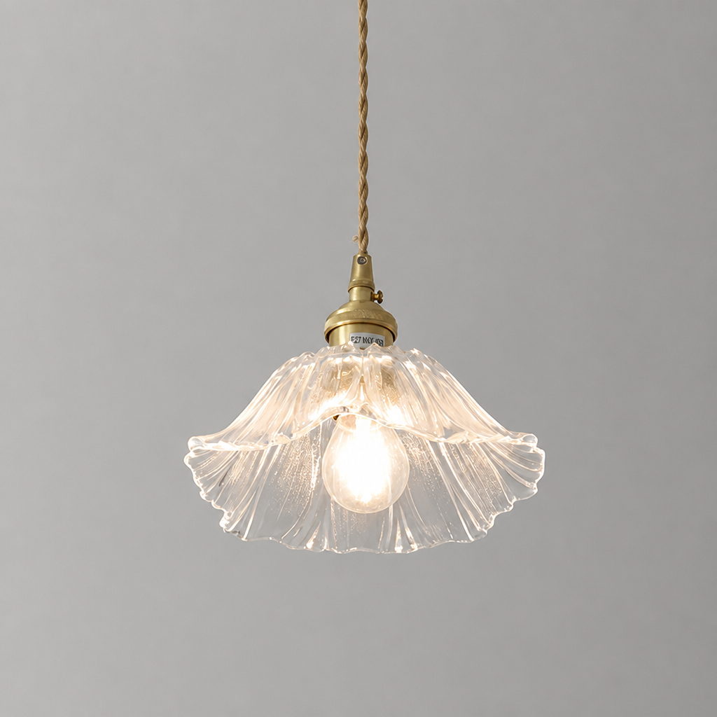 Vintage Glass Flower Shade Pendant Light