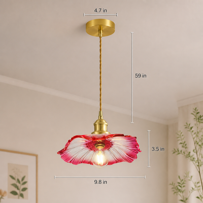 Vintage Glass Flower Shade Pendant Light
