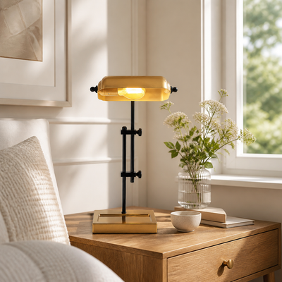 Vintage Gold Metal Banker Shade Desk Lamp