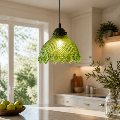 Vintage Green Glass Pendant Light