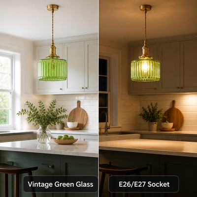 Vintage Green Glass Pendant Light