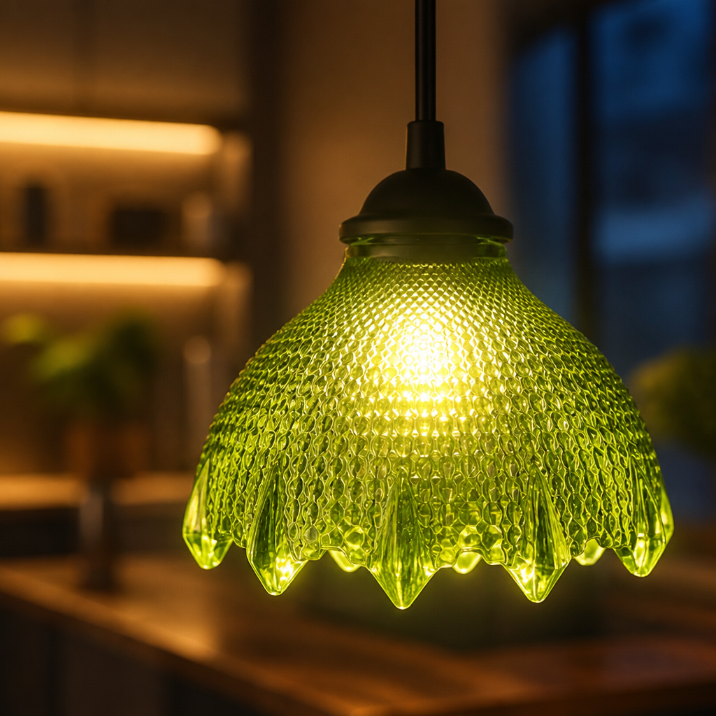 Vintage Green Glass Pendant Light