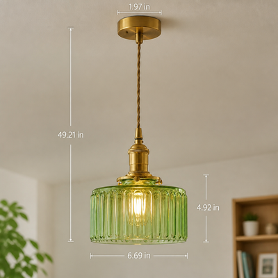 Vintage Green Glass Pendant Light