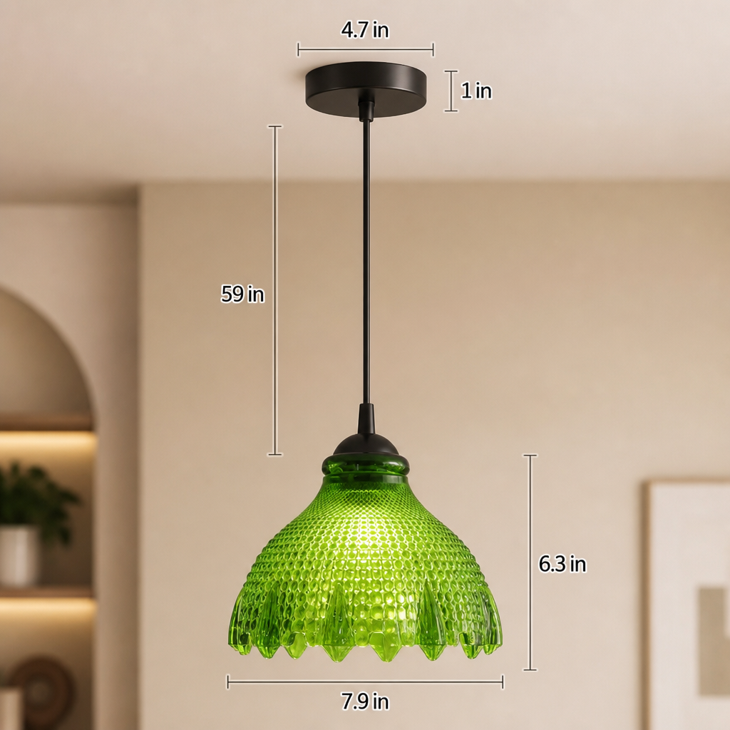 Vintage Green Glass Pendant Light