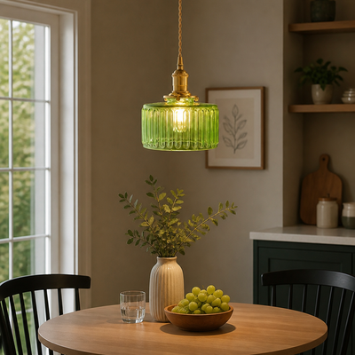 Vintage Green Glass Pendant Light