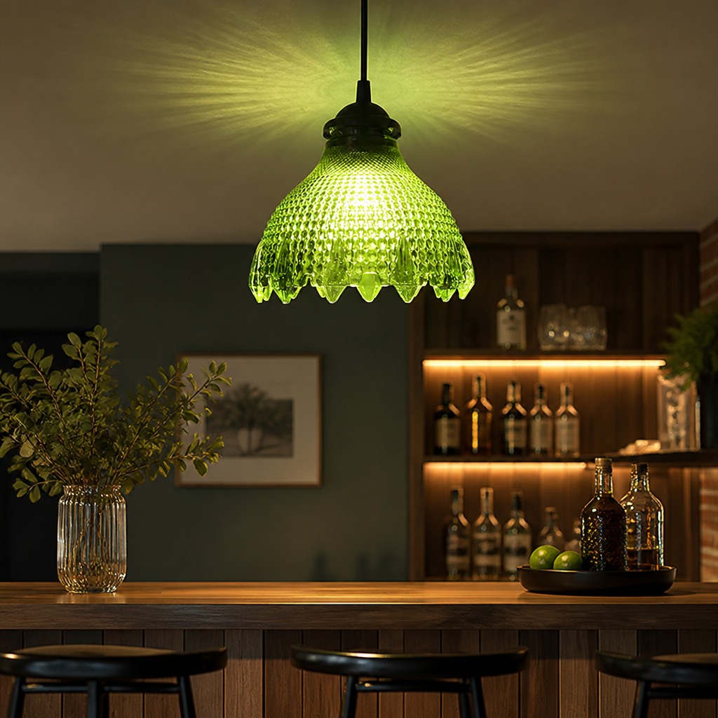 Vintage Green Glass Pendant Light