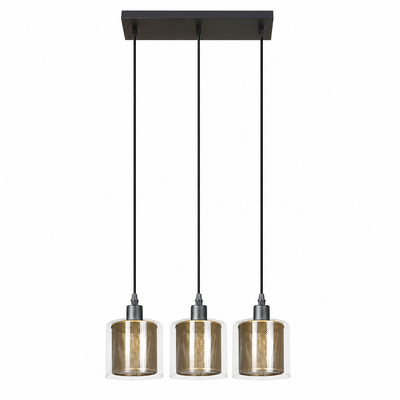 Vintage Metal & Glass Double-Layer Pendant Light