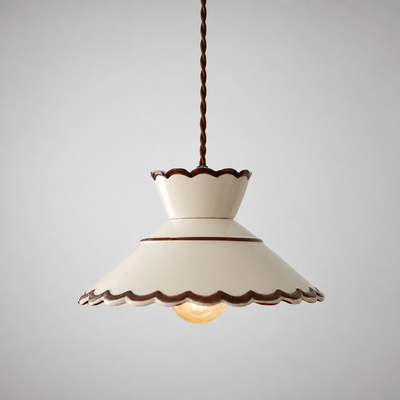 Vintage Painted Ceramic Pendant Light